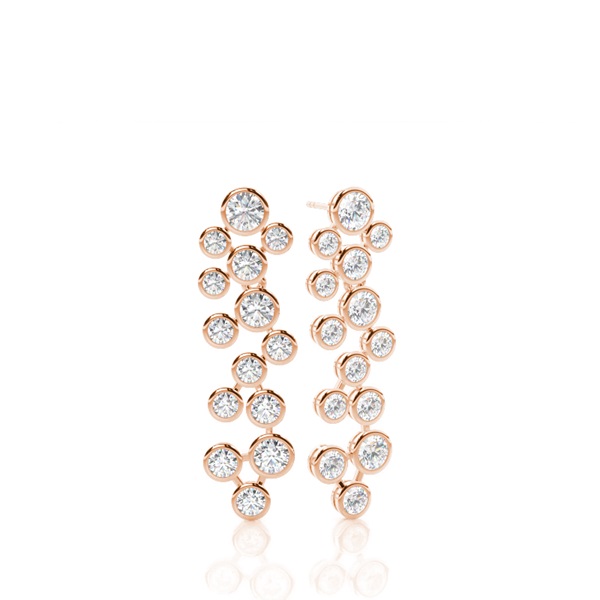 Full Bezel Setting Round Diamond Journey Earrings