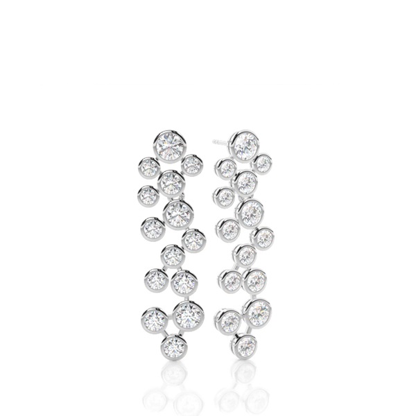 Full Bezel Setting Round Diamond Journey Earrings