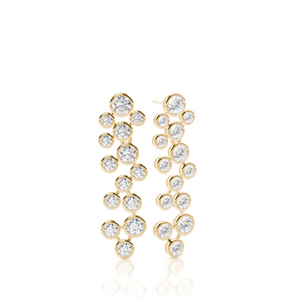 Full Bezel Setting Round Diamond Journey Earrings