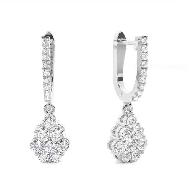 Prong Setting Round Diamond Hoop Earrings
