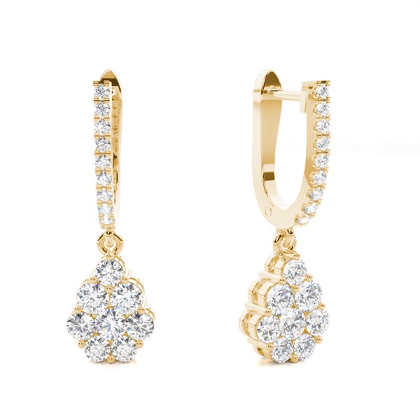 Prong Setting Round Diamond Hoop Earrings
