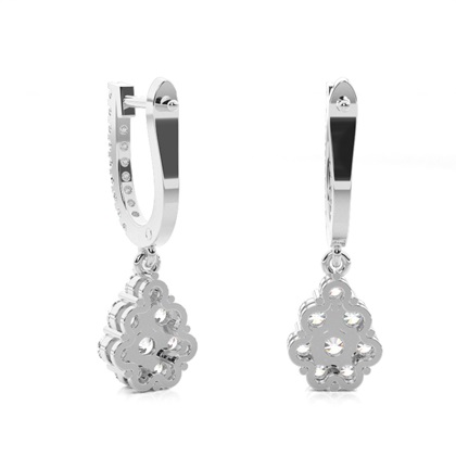 Prong Setting Round Diamond Hoop Earrings