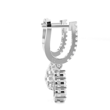 Prong Setting Round Diamond Hoop Earrings