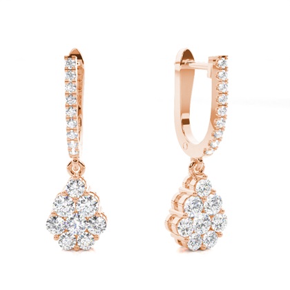 Rose Gold Diamond Hoop Diamond Earrings