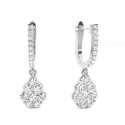 Prong Setting Round Diamond Hoop Earrings