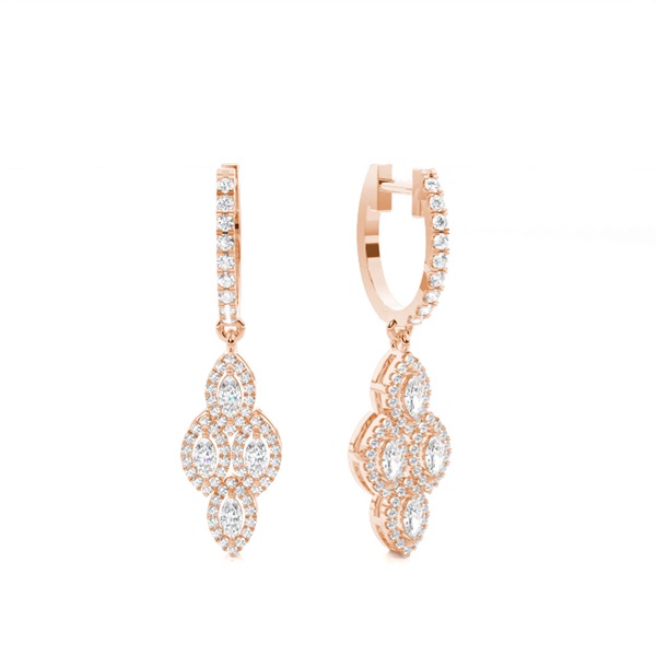 2 Prong Setting Round Diamond Hoop Earrings