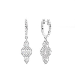 2 Prong Setting Round Diamond Hoop Earrings