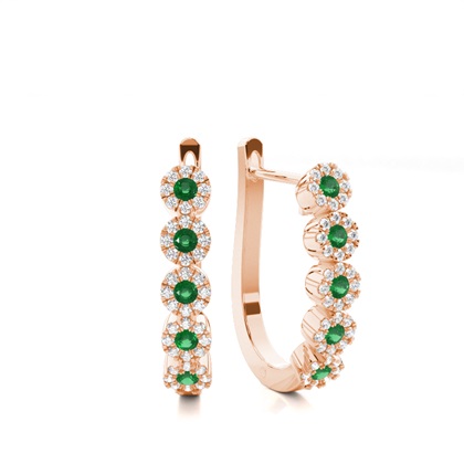 Rose Gold Emerald Diamond Earrings Diamond