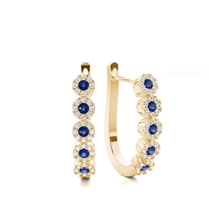 Yellow Gold Gemstone Diamond Earrings 