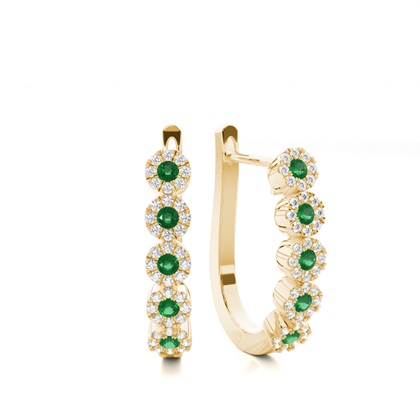 Yellow Gold Gemstone Diamond Earrings 