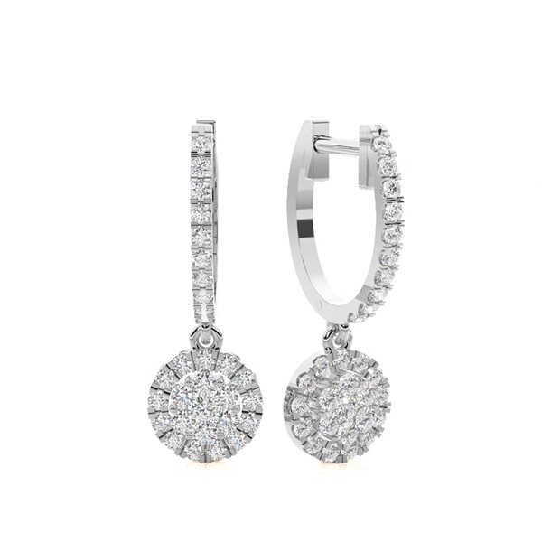 Prong Setting Round Diamond Hoop Earrings