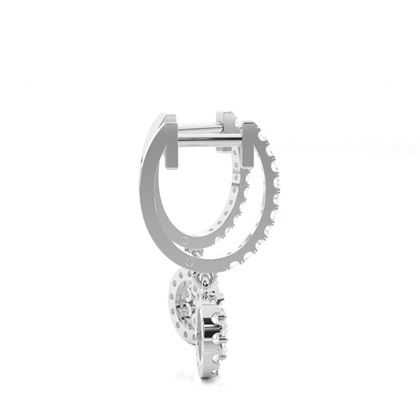 Prong Setting Round Diamond Hoop Earrings