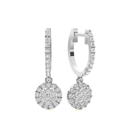 Prong Setting Round Diamond Hoop Earrings