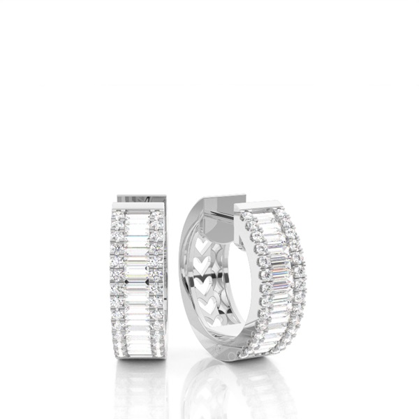 Prong Setting Round Diamond Hoop Earrings