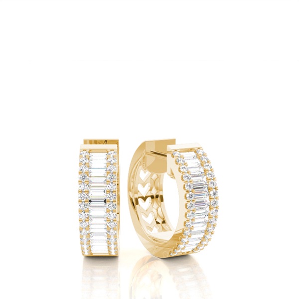 Prong Setting Round Diamond Hoop Earrings