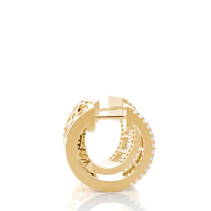 Yellow Gold Diamond Hoop Diamond Earrings