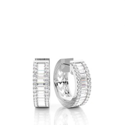 Prong Setting Round Diamond Hoop Earrings