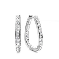 Pave Setting Round Diamond Hoop Earrings