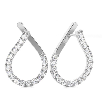 White Gold Round Diamond Designer Earrings