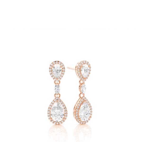 White Gold Round Diamond Designer Earrings