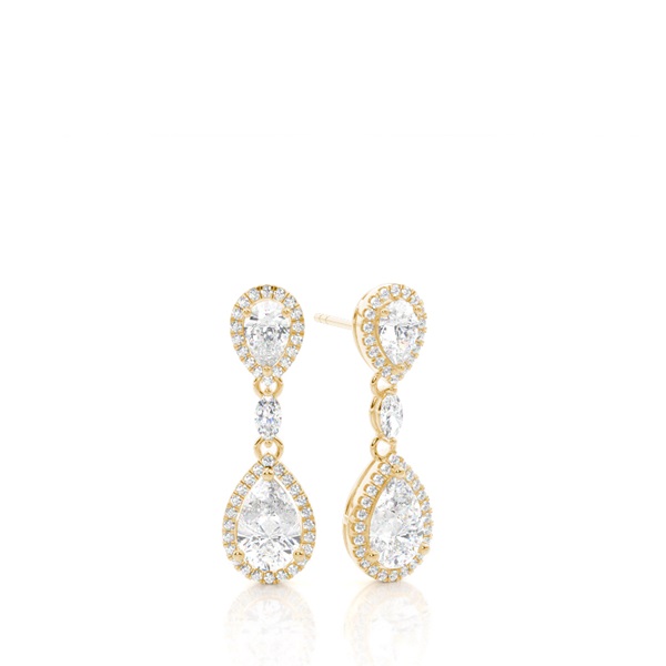 White Gold Round Diamond Designer Earrings