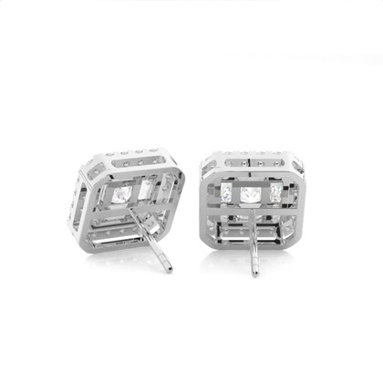 Pave Setting Round Diamond Cluster Earrings