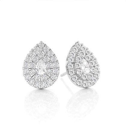 Prong Setting Round Diamond Cluster Earrings