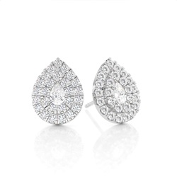 Prong Setting Round Diamond Cluster Earrings