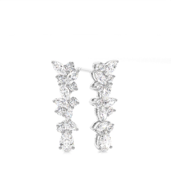 White Gold Round Diamond Designer Earrings