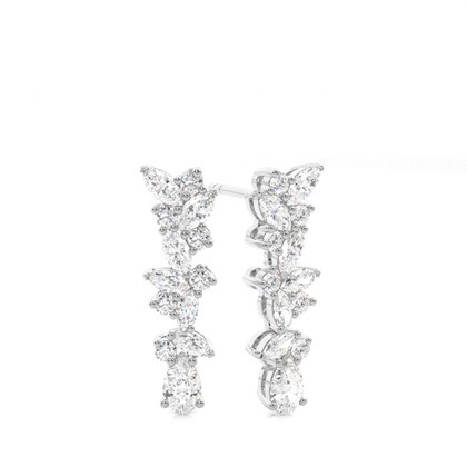 White Gold Round Diamond Designer Earrings