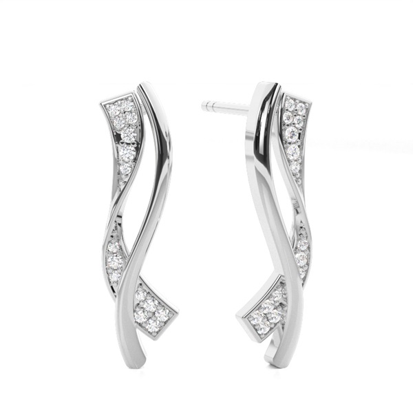 White Gold Round Diamond Designer Earrings