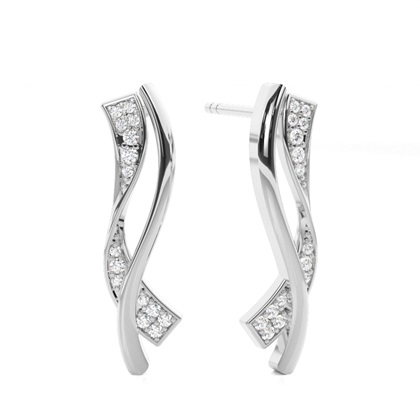 White Gold Round Diamond Designer Earrings