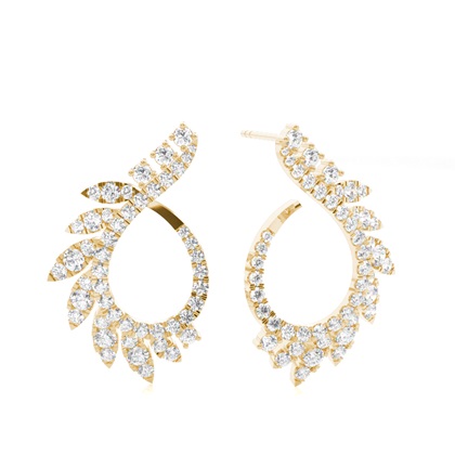 Yellow Gold Designer Diamond Earrings