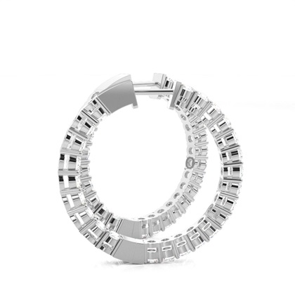 Silver Hoop Diamond Earrings
