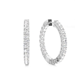 4 Prong Setting Round Diamond Hoop Earrings