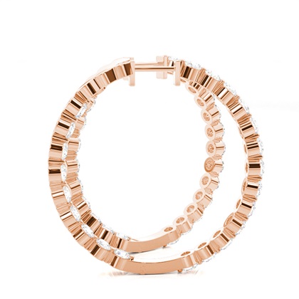 Rose Gold Diamond Hoop Earrings