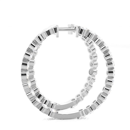 Silver Hoop Diamond Earrings