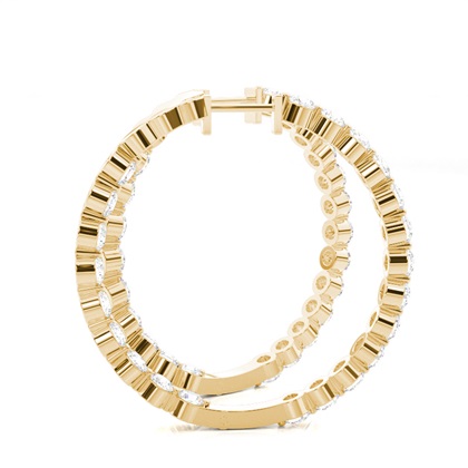 Yellow Gold Diamond Hoop Earrings