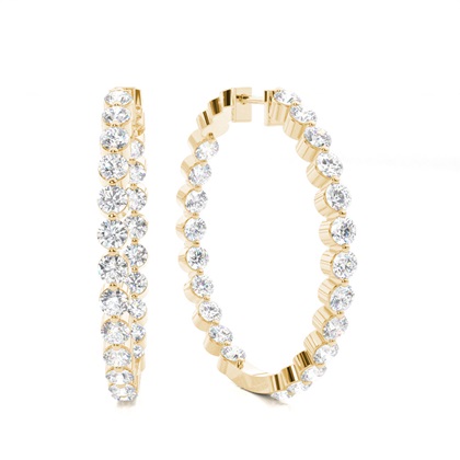Yellow Gold Diamond Hoop Earrings