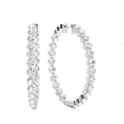 2 Prong Setting Round Diamond Hoop Earrings