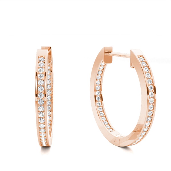 Pave Setting Round Diamond Hoop Earrings