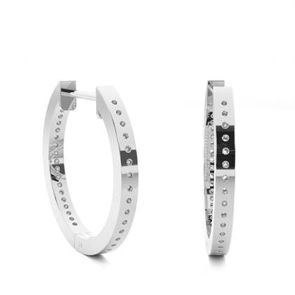Pave Setting Round Diamond Hoop Earrings