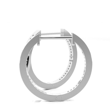Pave Setting Round Diamond Hoop Earrings