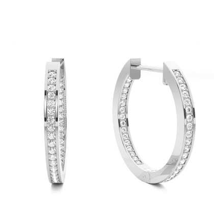 Silver Hoop Diamond Earrings
