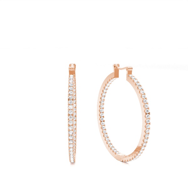 Prong Setting Round Diamond Hoop Earrings