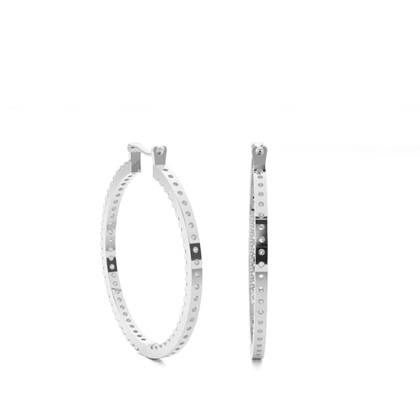 Prong Setting Round Diamond Hoop Earrings