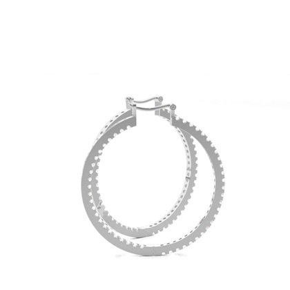 Prong Setting Round Diamond Hoop Earrings