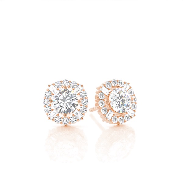 4 Prong Setting Round Diamond Halo Earring