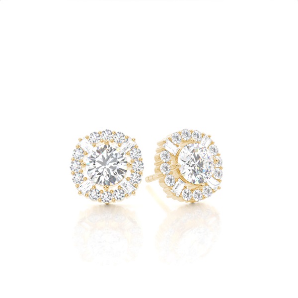 4 Prong Setting Round Diamond Halo Earring