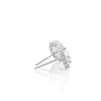 4 Prong Setting Round Diamond Halo Earring